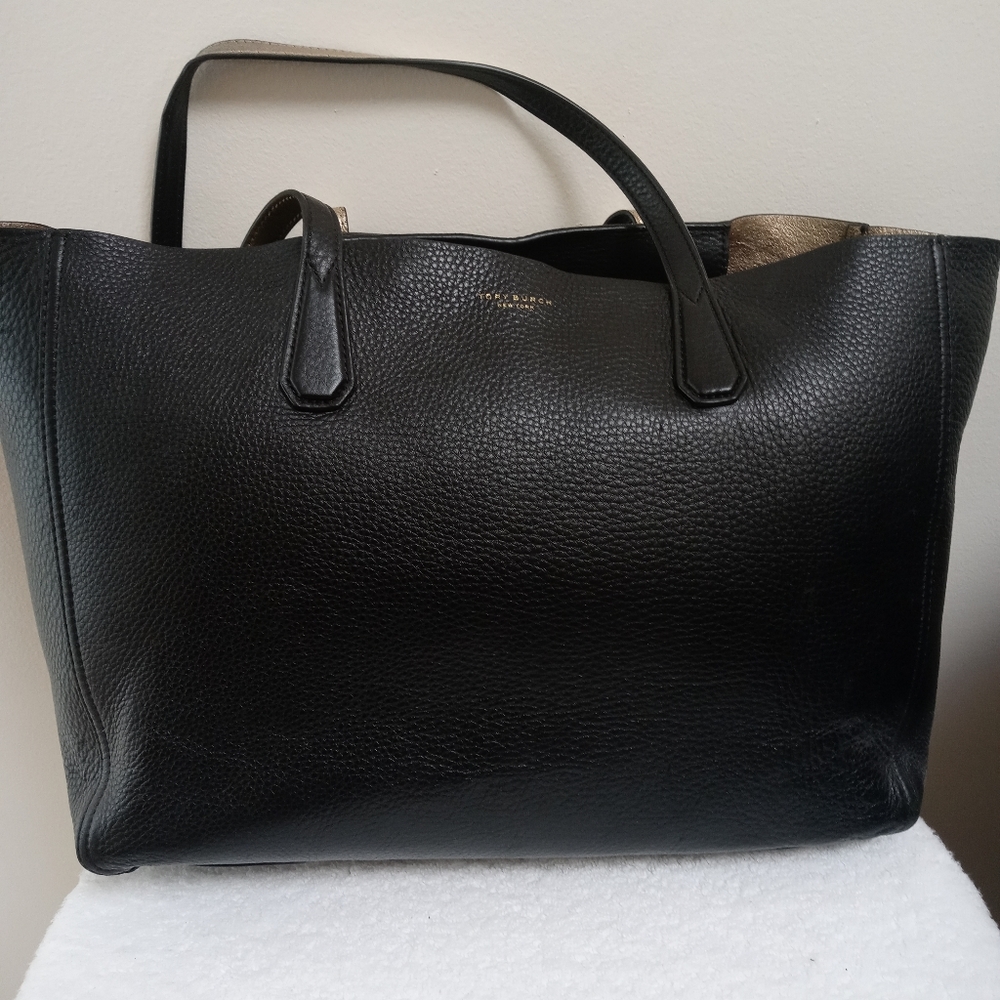 Tori Birch Black Leather Tote